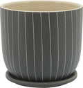 Generic 8 Stripes Planter W Saucer Gray