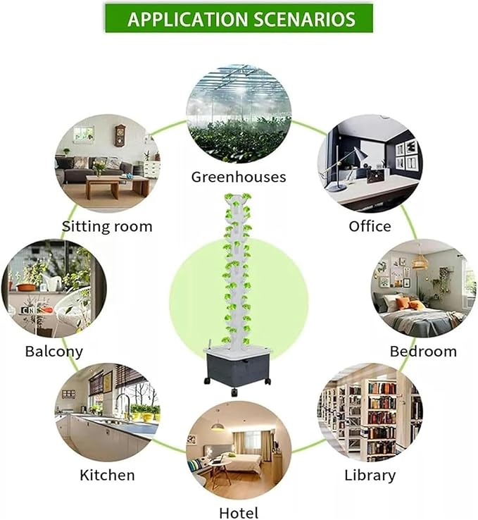 Hydroponics Tower - Hydroponics Growing System for Indoor Herbs Fruits and Vegetables - Aeroponic Tower with Hydrating Pump Timer Adapter Seeding Bed
