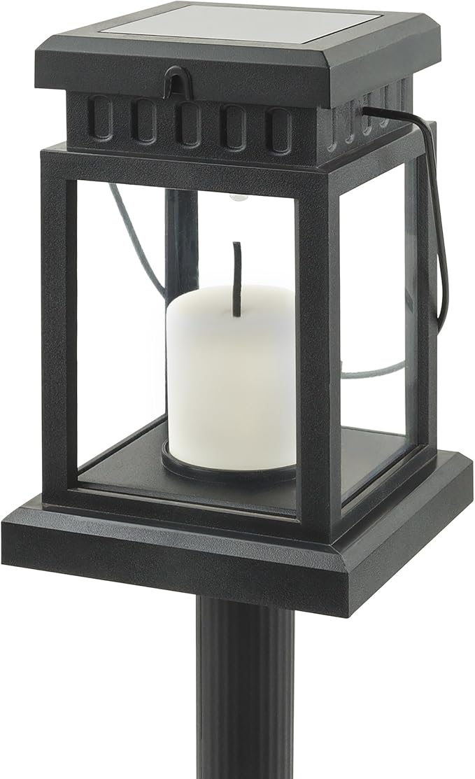 Alpine Corporation 19 Tall Outdoor Solar Powered Hanging or Stake Lanterns Black (Set of 6)