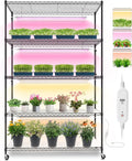 Bstrip Plant Stand with Grow Lights 5 Tier Large 47.2x17.8x71IN Plant Shelf Indoor with 3FT T5 144w Grow Light 3 Mode Full Spectrum LED Plant Light with Timer for Indoor Plants Spring Seed Starting
