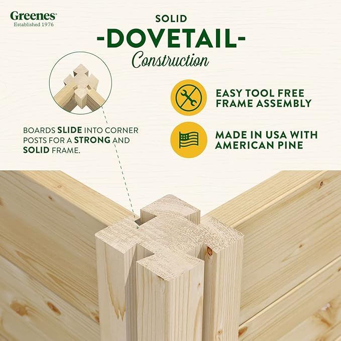 Greenes Fence Original Pine Raised Garden Bed 2' x 8' x 7 - Made in USA with American Pine