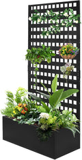 Metal Planter Box with Trellis Raised Garden Bed with Drainage Holes Privacy Planters for Patio as a Privacy Screen for Climbing Plants Outdoor (35x18x71Inch)