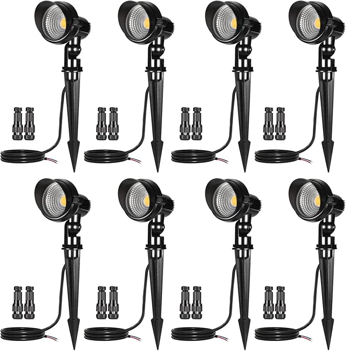 LED Landscape Light6-Pack 12V Low Voltage Garden LightingCOB 7W Outdoor Spotlight IP65 WaterproofLandscape Flood Lighting for Yard Lawn