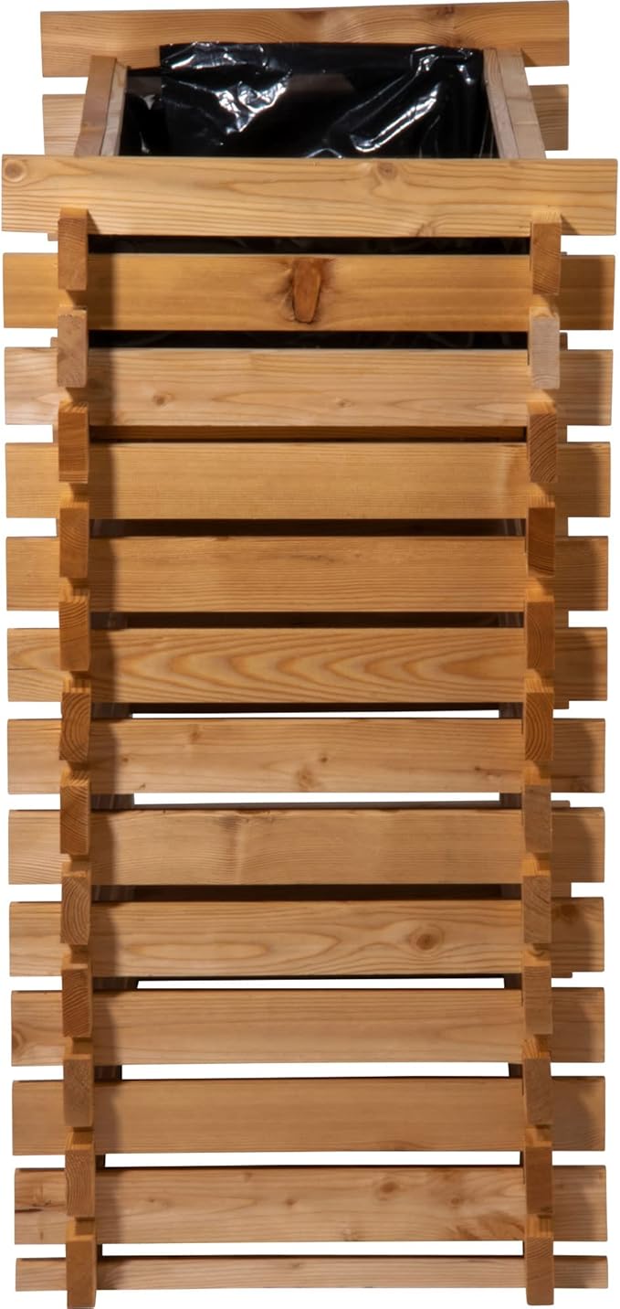 Raised bed with plug-in system planter with plant film 79 x 39 x 79 cm larch natural Wood Plastic L