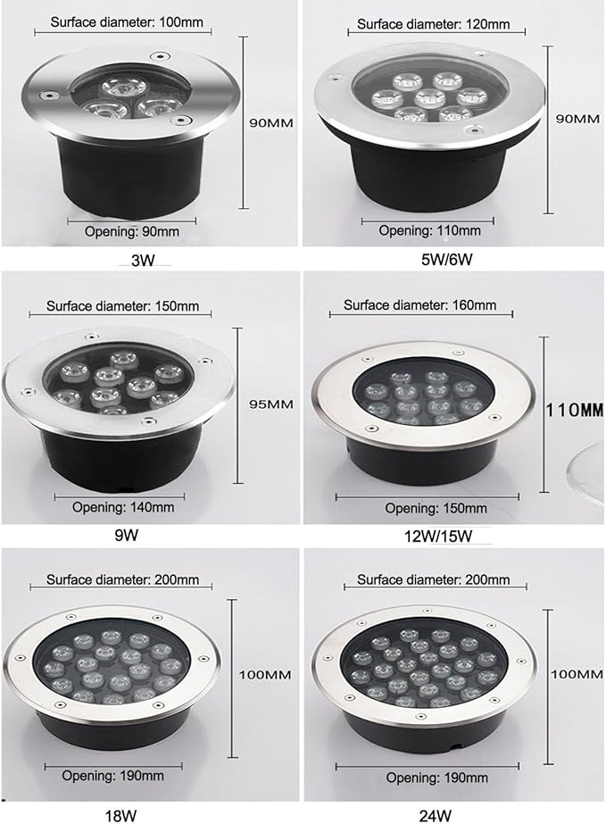 Outdoor LED Spotlights with Remote Control - IP68 Waterproof Recessed Underwater Lighting for Pools and Fountains (24V 24W &amp 12V 24W)