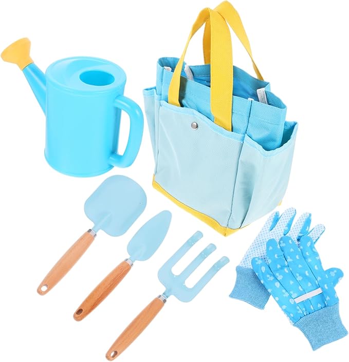 Mikikit 1set Boys and Girls Gardening Tools Set Boy Girl-Friendly Kit Shovel Rake Watering Bag for and Transplanting Lightweight Easy to Carry