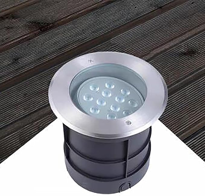 LED Buried Lights - Outdoor Landscape LightsRound Recessed 30° Polarized Ground Light IP67 Waterproof Adjustable Angle Optical Lens Spotlight Garden Floor LaWarm White Color-36W