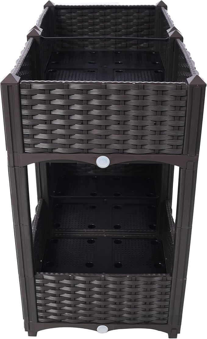 Planter Raised Beds Elevated Drainage Plug Raised for VegetableFlowerHerb Outdoor Standing Planter Beds Gardening KitBrown31.5x15.7x27.7 XN823