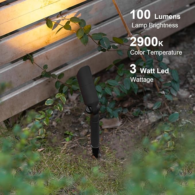 GOODSMANN Landscape Lighting 12V AC Spotlights 4PK 3W LED Landscape Light 100 Lumens Spot Lights MR11 Replaceable Bulb 2900K Tree Lights Garden Up Light Hardwired Lighting Cable Connectors