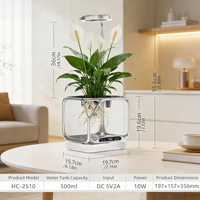 Misting Hydroponic Growing System Kit Smart Aeroponics Indoor Herb Gardening Planter Root ViewAir Humidifier&ampAuto Light-3 Mist ModesTemperature Control for Growing Vegetables/Flowers/Pods/Fruit