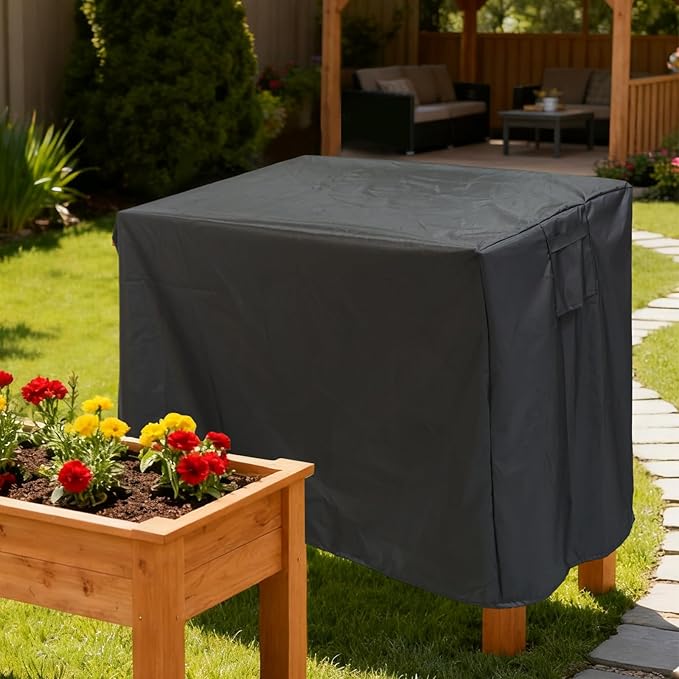 Winter Outdoor Raised Garden Bed Cover 122x78x62cm/48x30x24in 420D Oxford Cloth Waterproof for Elevated Planter Box Stand for Snow Frost &amp Rain Protection (Black Cover Only)