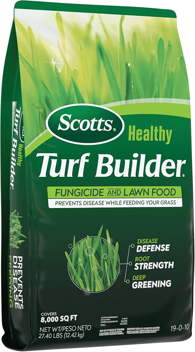Scotts® Healthy Turf Builder® Fungicide and Lawn Food 2-in-1 Fungicide and Fertilizer Prevents Disease While Feeding Grass Controls 27 Diseases - Powdery Mildew Red Thread Brown Patch 27.4 lbs.