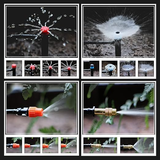 Drip Irrigation Kit MUCIAKIE 233FT Irrigation System Automatic Patio Misting Plant Garden Watering System with 1/4 inch 1/2 inch Black Distribution Tubing Hose Adjustable Nozzle Emitters Sprinkler