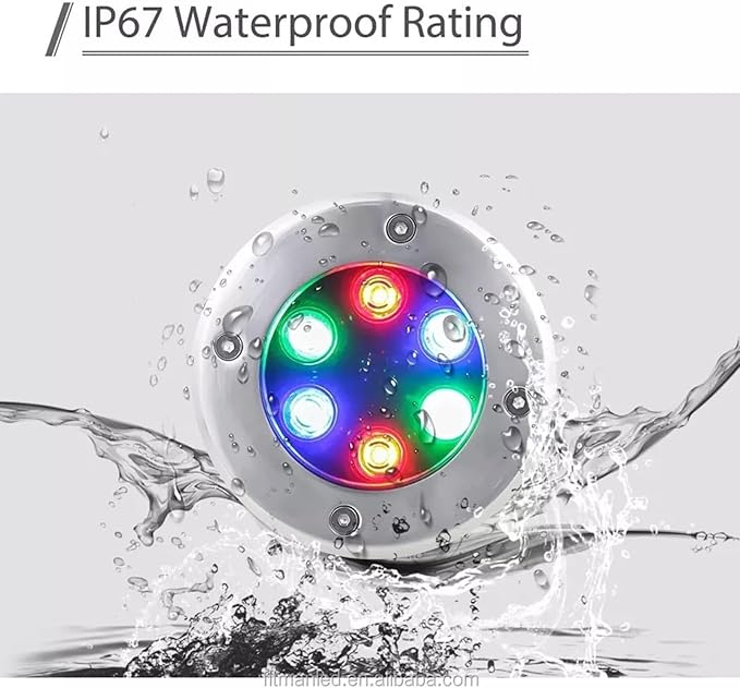 RGB Outdoor Recessed Spotlight - Landscape Lights 6W Color Changing Garden Spotlights with Remote Control IP67 Waterproof LED Recessed Floor Spotlight Round Buried Outdoor Spotlights(6w(12V))