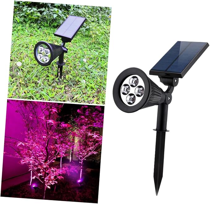 2 Pcs Waterproof RGB Solar Spotlights 4 LEDs Outdoor Landscape Light for Lawn and Garden Plug-in Ground Lamp Color Changing Solar Powered Light