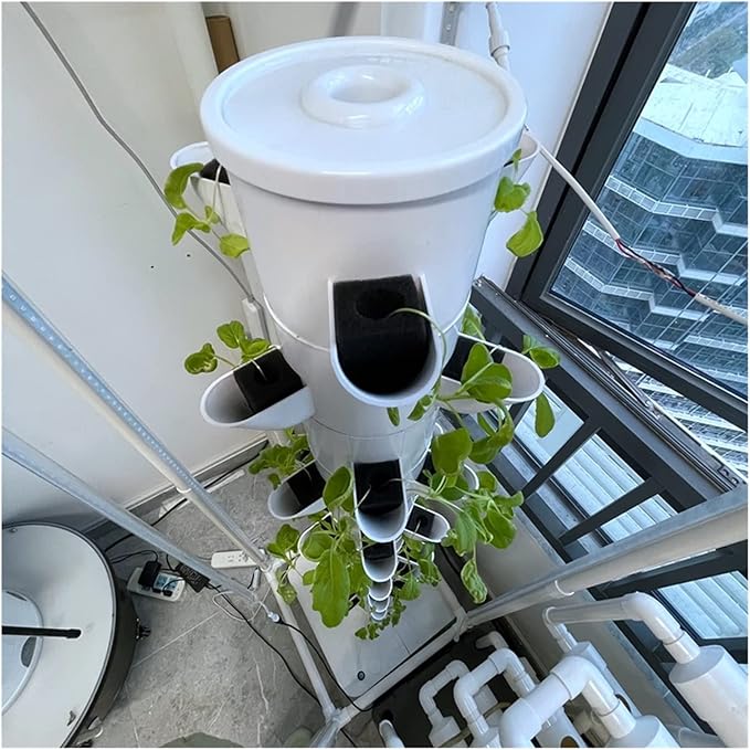 Hydroponic Tower Growing sytem 15 Layers 45 Plants Grow Tower Hydroponics Equipment Vertical Indoor Garden Kit with Water Tank Pump and Timer Easy to Install and Operate