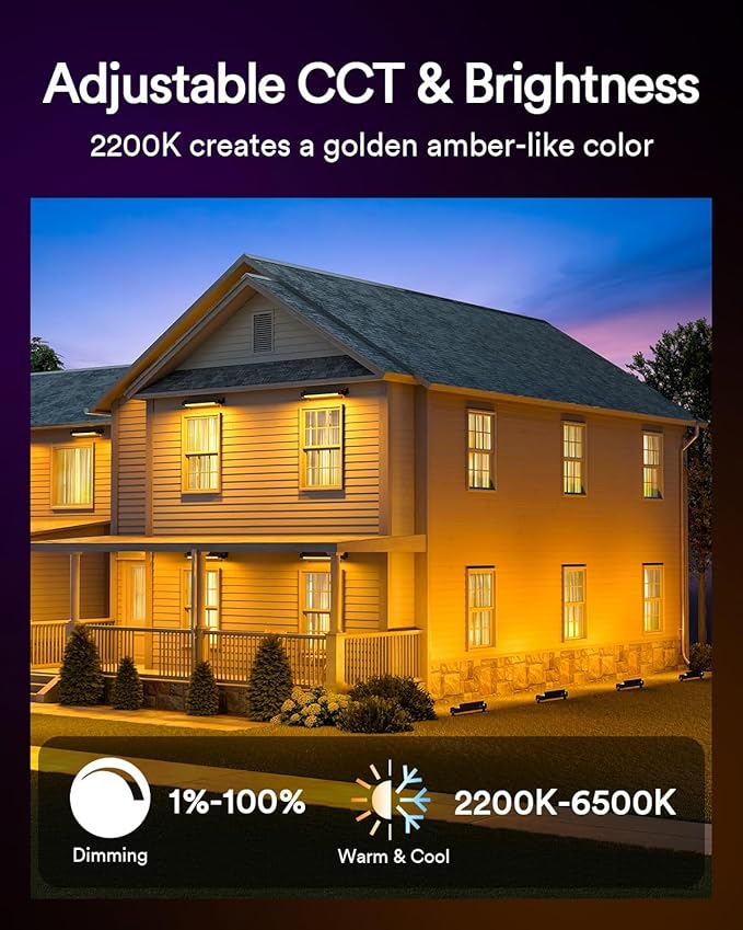 Lumary Smart Outdoor Led Light Bar RGBAIWW Color Changing Wall Washer Lights IP65 Backyard Ambient Floodlights Landscape Lighting for Room/Garden/Halloween/Christmas APP&ampVoice Control 4 Pack