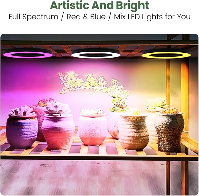 Mosthink 6.3 Ceiling Grow Lights for Indoor Plants 288 LEDs Plant Light Full Spectrum Under Cabinet Growing Lamp with Auto Timer 10 Dimmable Levels 3 Modes with Transparent CoverCorded