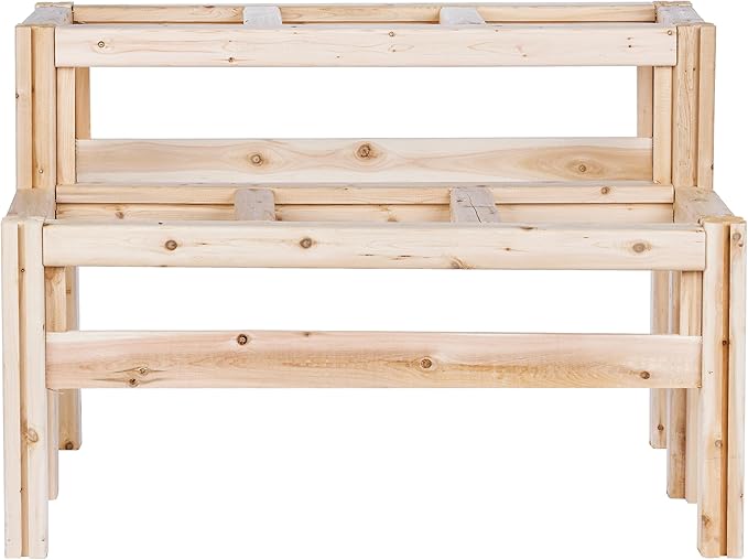 Greenes Fence Two-Tiers Six Bucket Elevated Cedar Wood Garden Frame 43 in. x 30 in. x 30 in. - Made in USA with North American Cedar