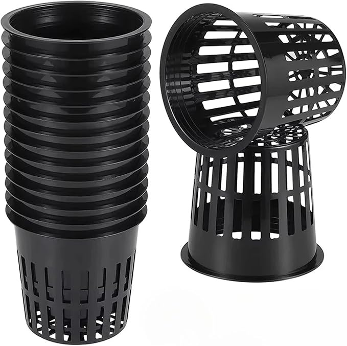 Net Pots for Hydroponics 16PCS Hydroponic Garden Net Pots - Slotted Plastic Mesh for Plant Nursery(Black)