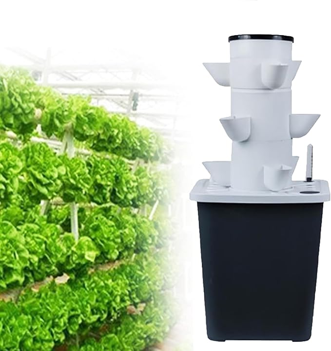 Aeroponic Tower Garden DIY Hydroponic Farm Equipment Indoor Vertical Garden Suitable for Herbs Vegetables and Fruits(15 Holes)