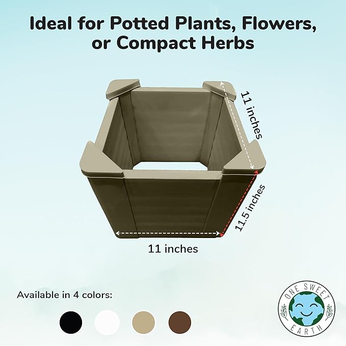 Raised Garden Bed - 1x1 ft Planter Box - Weathered Wood HDPE - No Tools Needed - DIY Kit for Urban Gardening Flowers Herbs &amp Vegetables - Made in The USA - 2 Pack