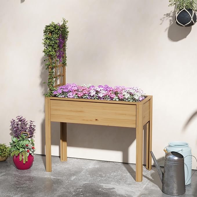 Raised Garden Bed4x2x1ft Oval Metal Planter Box for Planting Outdoor Plants Vegetables Planters Beds Boxes Flower Pots Large Gardening Yard with Legs Porch Window
