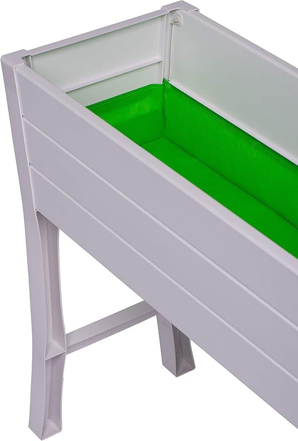 Nuvue Products 26020 36 L x 15 W x 32 H Polymer with Woodgrain Texture White Elevated Garden Box