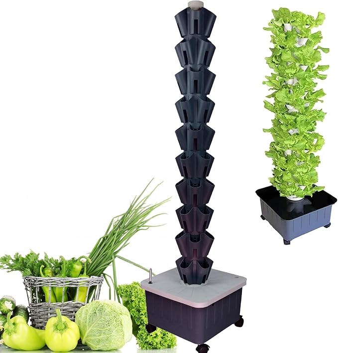 Hydroponics Growing System Indoor Garden Vertical Garden PlanterPlant Hydroponic Growing SystemIndoor Smart Garden Kitfor herbsfruits and vegetablesGrey-10floors