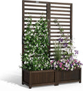 VINGLI Wooden Planter with Trellis 51 Height Elevated Garden Beds Outdoor FreeStanding Planter Box with Drainage Holes for Flower Vegetable Fruit Herb in Garden Patio Balcony - 2PCS
