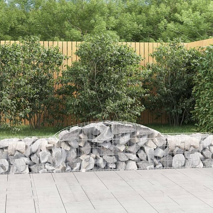 Arched Gabion Baskets Galvanized Metal Planter Box for Outdoor Plant Flower Gardening Herb Large 118.1x19.7x15.7/23.6