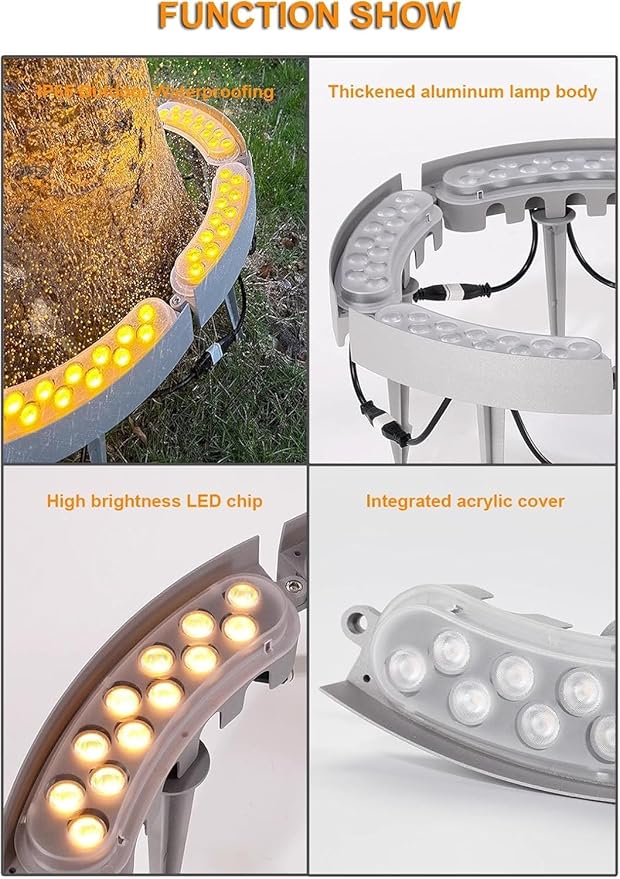 Lights OutdoorSmall Landscape Spotlights LED Low Voltage Landscape Tree Ring Lights for Park Lawn(Warm White LightPack of 6) (White 7)