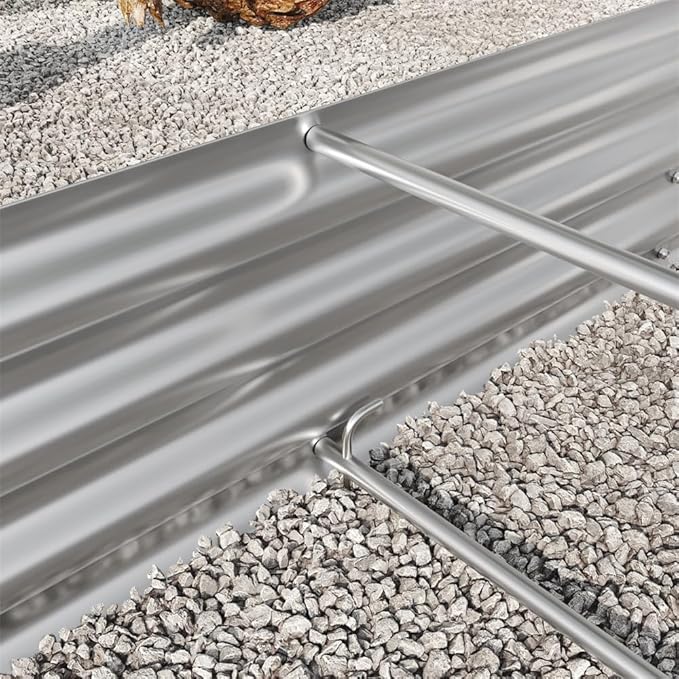 6ft Outdoor Galvanized Raised Garden Bed Metal Oval Planter Box for Vegetables Herbs Flowers (Silver)