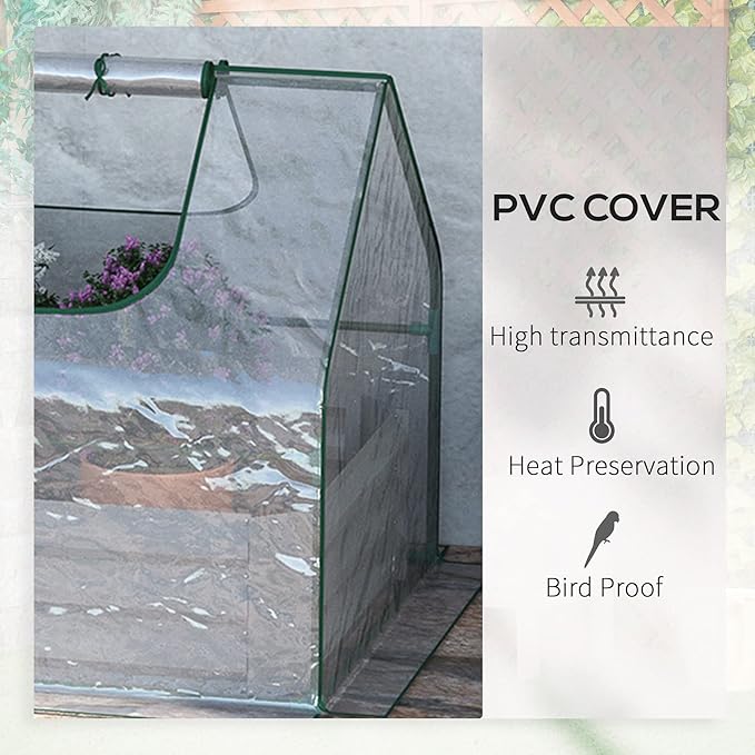 Outsunny 6 x 3 x 1ft Raised Garden Bed with Mini Greenhouse Galvanized Raised Garden Bed with Cover for Herbs and Vegetables Small Greenhouse for Patio Garden Balcony Clear and Light Gray