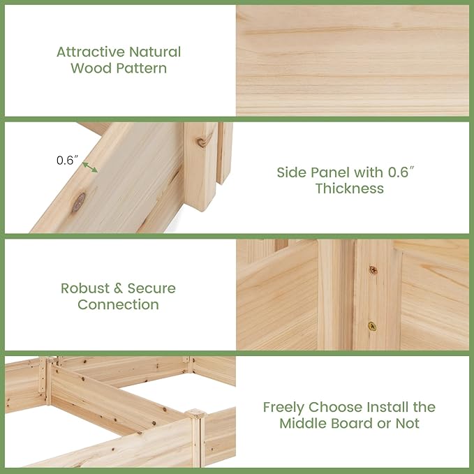 Raised Garden Bed with 3 Trellises 2 Large Wooden Planter Boxes with Trellis for Vine Climbing Plants Flowers Modular Design for Outdoor Garden Patio Backyard 88L x 45W x 43H Natural