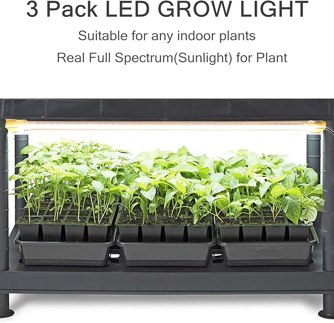 LED Grow Light Strips for PlantsCholas 36W 132 LEDs Auto ON &amp Off Function3/6/12H Timer 5 Dimmable Levels and 3 Switch Modes for Indoor Plants Gardening Greenhouse 3 Pack (Full Sepectrum Light)