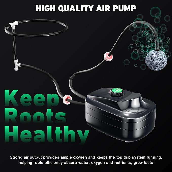 2 Buckets DWC Hydroponics Grow System with Top Drip Kit 7 Gallon Deep Water Culture with Air Pump Air Stone Air Hose Recirculating Drip Garden System