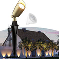 Low Voltage Brass Landscape Light Solid Outdoor Spotlight with Replaceable MR16 LED Bulb 5W 2700K Warm White 12V 24V Landscape Lighting Waterproof Design for Garden Yard