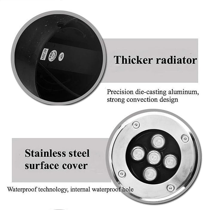 Underground Light LED Walkover Lights High Brightness Color Recessed Ground Spotlight IP67 Waterproof AC85-265V Used to Illuminate The Wall Terrace Lawn (Color : Cold White Size : 1W) (Blue 3W)