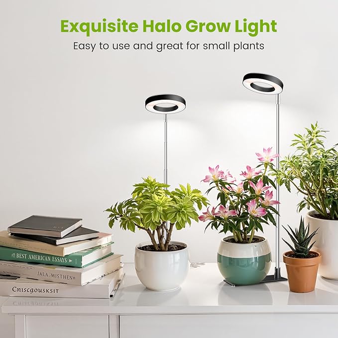 Kullinss Plant Light 48 LEDs Full Spectrum Plant Lights for Indoor Growing Halo Plant Light with 3/9/12H Timer 3 Color Modes 10 Brightness Height Adjustable Grow Lamp for Small Plants (5 Pack)