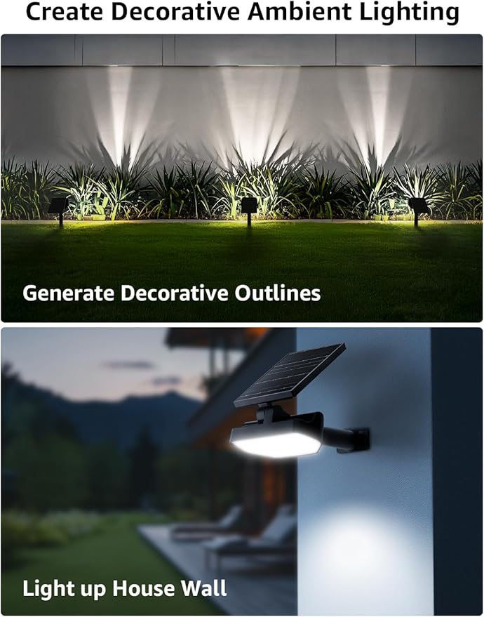 Lepro Solar Decorative Spot Lights 4 Pack Cool White Modern Accent Lights for Garden &amp Landscape IP65 Waterproof Adjustable Spotlight for Architecture Pathways Contemporary Decor
