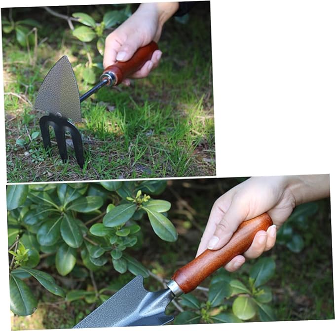 Gadpiparty 4pcs Mini Gardening Tool Set with Thickened Stoving Varnish Iron Shovel and Wooden Handle Planting Hand Tools for Garden and Potted Plants Care