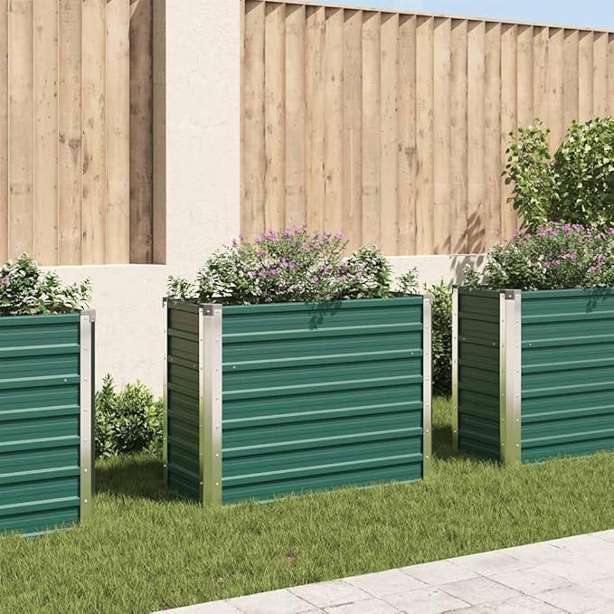 Green Galvanized Steel Raised Garden Bed 39.4x15.7x30.3 inch Rectangular Planter Box for Outdoor Plants Durable Metal for Vegetables Herbs Flowers