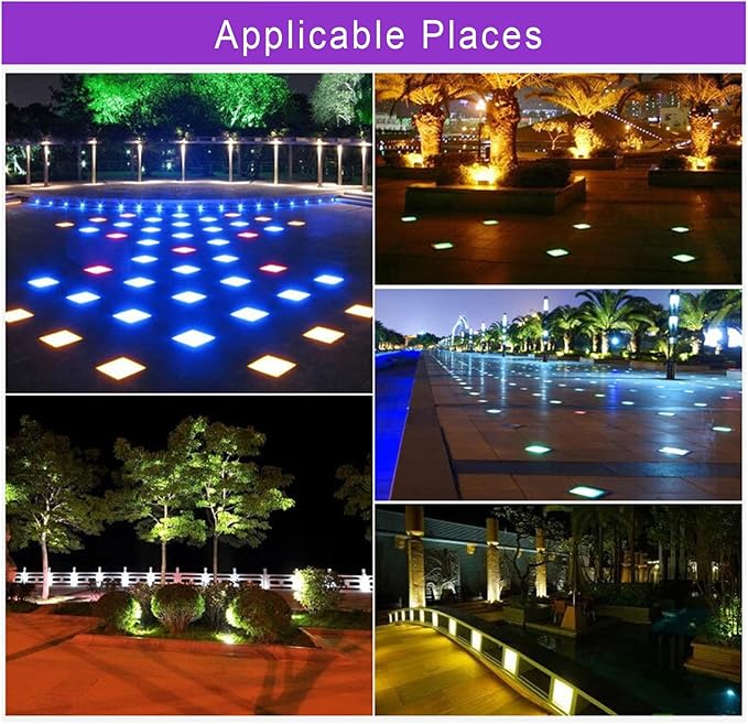 LED Landscape Lights Outdoor Recessed Ground Light IP66 Waterproof AC85-110V Square Underground Light for Garden Driveway Deck Step Walkway Landscape Lamp
