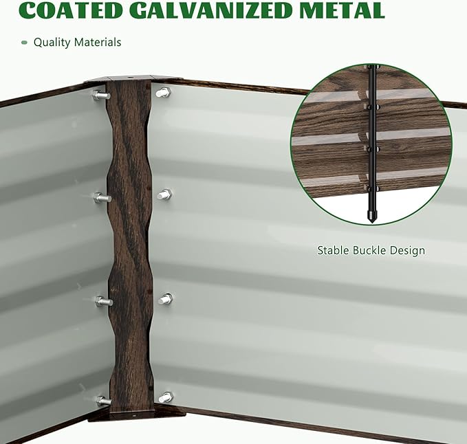 3 in 1 Galvanized Raised Garden Bed with 87 H Arch Trellis for Climbing Plants Outdoor Gardening Planter Box with Climbing Net for Flower Vegetables Fruits Herbs Wood Grain