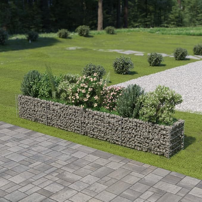 SKM Gabion Raised Gabion Raised Bed Galvanised Steel 141.7x19.7x19.7