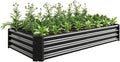 Angel Sar Galvanized Raised Garden Bed 6 x 3 x 1FT Metal Planter Boxes Outdoor with 2 Supporting Bars &amp Open Bottom Raised Garden Beds Outdoor Planter Box for Vegetables Flowers Hurbs Black