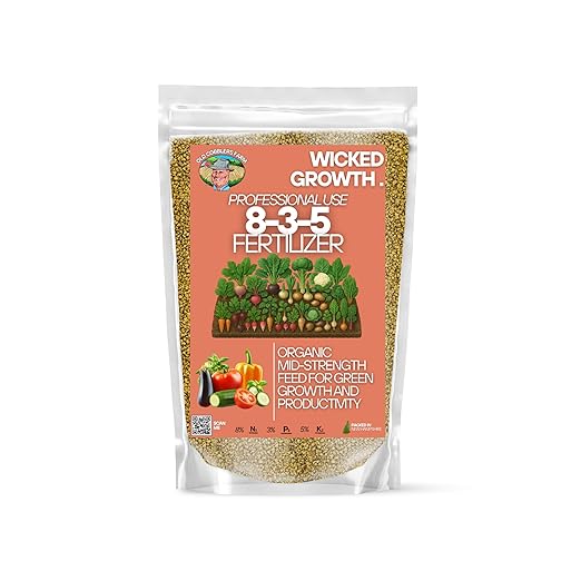 Old Cobblers Farm™ Wicked Organics 8-3-5 Fertilizer – Organic Gardening - All-Purpose Plant Food – Slow-Release Feeding to Strengthen Roots &amp Boost Growth (5 lbs | 10 lbs | 15 lbs | 20 lbs) (10 lb