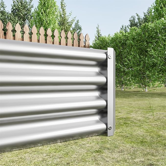 7.6 Ft Outdoor Large Galvanized Raised Garden Bed Metal Oval Planter Box Raised Planter Bed for Vegetables Herbs Flowers (Silver)