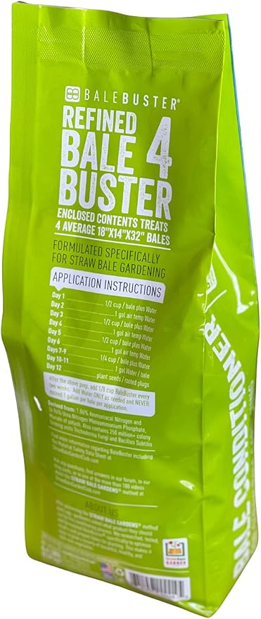BaleBuster4 Four Bale Conditioning Formula for Preparation of a Straw Bale Garden for Planting a Vegetable Garden